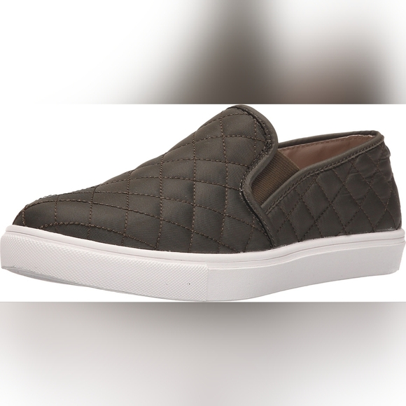 Steve Madden Quilted Slip-On Sneakers - Olive Green, Size 9 - Picture 1 of 7